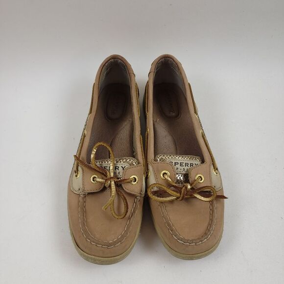 Sperry Top-Sider Angelfish Gold Glitter Boat Leather Shoe Size 7.5 M 9101759 - Picture 8 of 8